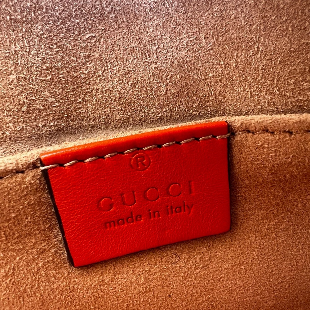 GUCCI Sylvie Bold Orange Wristlet/Shoulder Bag Authentic - Picture 12 of 17